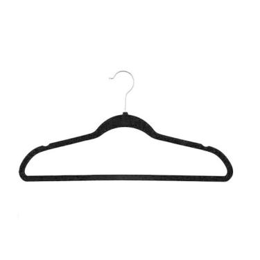 Imagem de Kit 3 Cabide Veludo Antideslizante Adulto Ultra Fino Preto