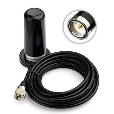 Imagem de Bingfu Antena de rádio móvel Vehicle Ham Radio Banda dupla VHF UHF 136-174 MHz 400-470 MHz, base magnética, antena de perfil baixo, conector macho PL259 para carro, caminhão, rádio amador, rádio marítimo VHF