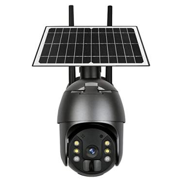 Imagem de Homesen Câmera de vídeo web 4mp painel solar sem fio câmera de segurança ao ar livre câmera de vigilância à prova d'água com suporte de visão noturna em cores pir detecção humana/áudio bidirecional/mo