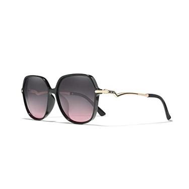 Imagem de Design óculos de sol polarizados de armação grande para mulheres com lente uv400 templos em forma de relâmpago óculos femininos de qualidade, rosa gradiente, tamanho único