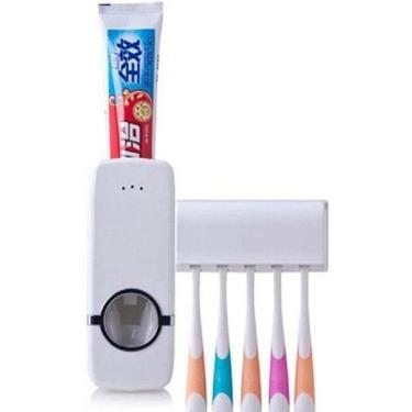 Imagem de Dispenser Suporte Pasta De Dente Automático E Escova Branco