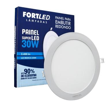 Imagem de Painel Led 30W Redondo Branco Frio Embutir Fortled