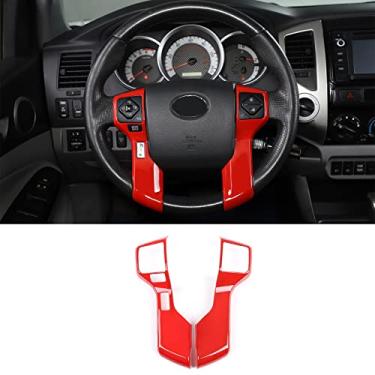 Imagem de PIUGILH Guarnições de volante de carro ABS para Toyota Tacoma 2011-2015 para Toyota Sequoia 2014-2020, adesivo de moldagem de moldura de proteção do painel do volante do carro