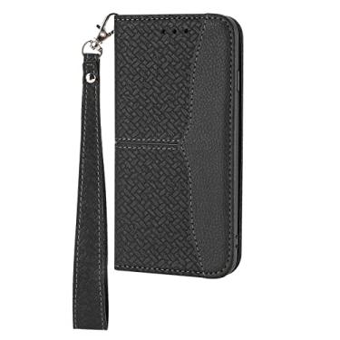 Imagem de DENSUL Capa carteira para Sony Xperia 10 IV, capa de couro comercial, capa flip folio com 3 compartimentos para cartão, suporte de fechamento magnético, capa interna de TPU à prova de choque, preta