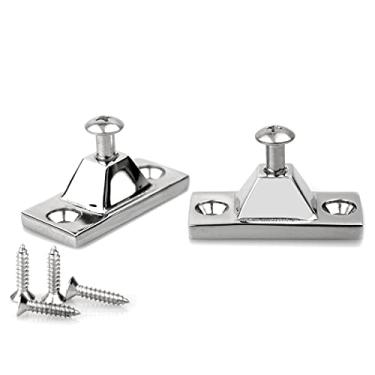 Imagem de Dobradiça de convés marinho, montagem lateral, 316 de aço inoxidável Bimini para barcos e acessórios para iate, pacote com 2, parafusos de instalação incluídos