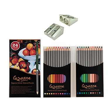 Imagem de Jerry's Artarama Lápis de cor Cezanne Superior Artists – Conjunto de 24 lápis de cor de qualidade artística, perfeitos para colorir, lápis de madeira de lei fáceis de afiar com apontador incluído