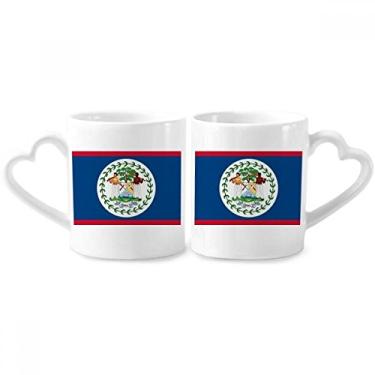 Imagem de Conjunto de canecas de porcelana para casais, bandeira da América do Norte, bandeira de Belize, coração