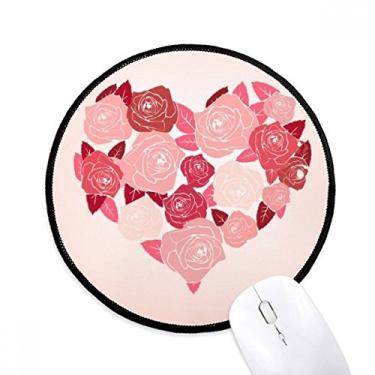 Imagem de DIYthinker Mouse pad rosa em forma de coração dia dos namorados desktop escritório tapete redondo para computador