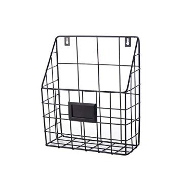 Imagem de KIZQYN Estante de ferro para pendurar na parede estante sala de estar quarto de estudo cozinha cesta de armazenamento criativa prateleiras de jornal simples estante (cor: cinza, tamanho: latão)