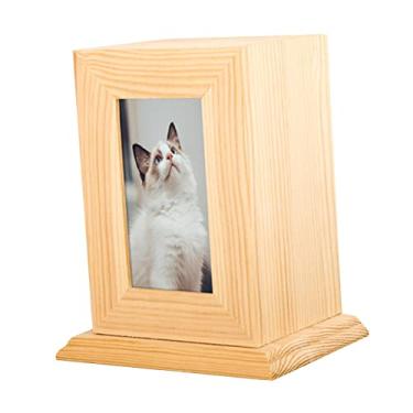 Imagem de WeiLaiKeQi Urna de cremação para animais de estimação de madeira para caixa de recordação ES Cinerário caixa memorial suprimentos para funerários, madeira clara