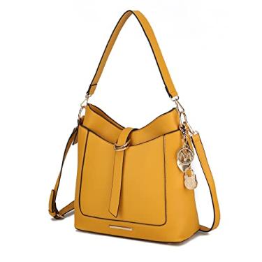 Imagem de MKF Collection Bolsa tiracolo feminina de couro vegano, bolsa carteiro, bolsa de ombro da Mia K, Amarelo Genebra
