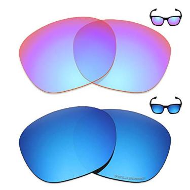 Imagem de Mryok+ 2 pares de lentes polarizadas de substituição para óculos de sol Oakley Garage Rock – Rosa cobalto/azul gelo