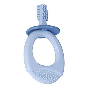 Imagem de Escova de dentes de treinamento infantil, escova de 360°, escova de dentes de silicone macio para bebês com caixa de armazenamento para uso diário (azul)
