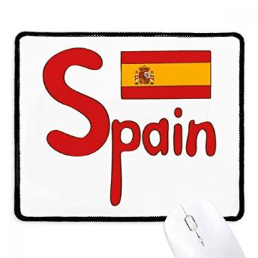 Imagem de Mousepad com estampa vermelha da bandeira da Espanha com borda costurada, tapete de borracha para jogos