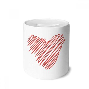 Imagem de DIYthinker Caixa de Dinheiro em Forma de Coração Vermelho para Dia dos Namorados Caixa de Moedas de Cerâmica