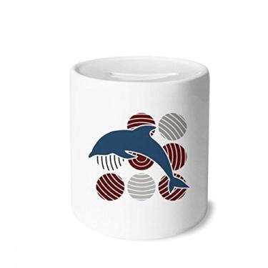 Imagem de Caixa de moedas de cerâmica com desenho de círculo de golfinho para presente de cofrinho