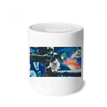 Imagem de DIYthinker Caixa de moedas de cerâmica com foto de gato preguiçoso, presente de cofrinho