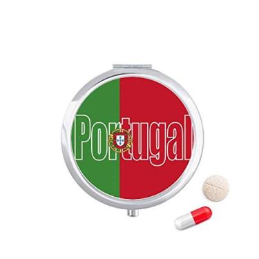 Imagem de Porta-comprimidos com nome da bandeira de Portugal, caixa de armazenamento de medicamentos