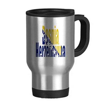 Imagem de Caneca de viagem com nome da bandeira da Bósnia Herzegovina em aço inoxidável copo de carro copo térmico
