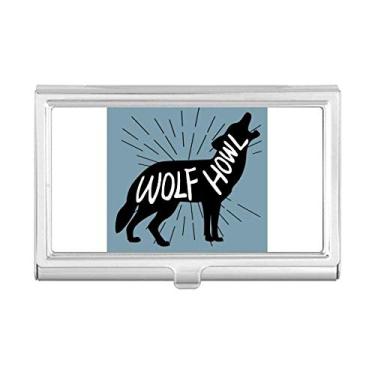 Imagem de Carteira de bolso com desenho de animal de lobo preto natural para cartões de visita