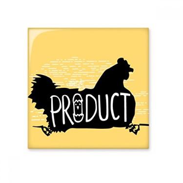 Imagem de Contorno de animal de galinha preta azulejo de cerâmica natural brilhante decalque pedra adornada tijolo vitrificado