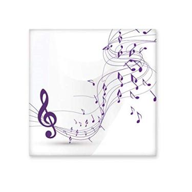 Imagem de Flappg - Notas musicais roxas, azulejo de cerâmica branco, brilhante para banheiro, cozinha, parede