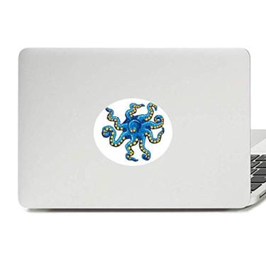 Imagem de Adesivo de notebook azul polvo vida marinha padrão vinil emblema gráfico laptop decalque