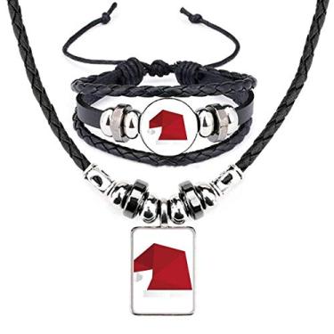 Imagem de Conjunto de joias de couro com estampa de origami abstrata de chapéu de Natal