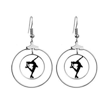 Imagem de Silhouette Sport Brincos femininos de patinação com argola pendurada, joia circular
