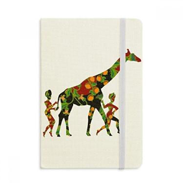 Imagem de Caderno feminino africano aborígene negra com estampa de girafa em tecido capa dura