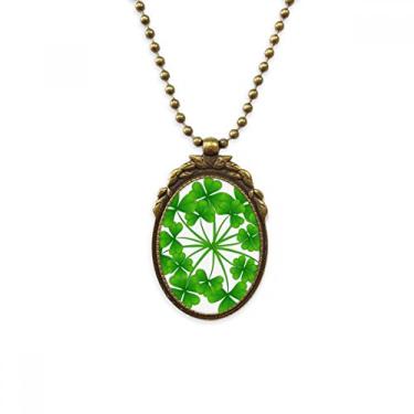 Imagem de DIYthinker Colar de trevo de quatro folhas, círculo da Irlanda Dia de São Patrício, pingente de contas vintage