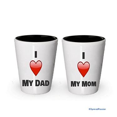 Imagem de Copo de shot I Love My Dad and Mom - Presentes para pais e mães (2, casais)