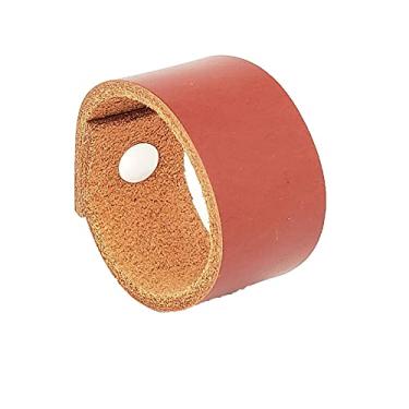 Imagem de Puxador Bols Parafuso - Couro Legítimo Mogno - Parafuso Branco