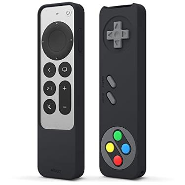 Imagem de elago Capa R4 Retro compatível com Apple TV 4K Siri Remote 3ª geração 2022, compatível com Apple TV Siri Remote 2021 2ª geração - design de controle clássico [não funcional], cordão (preto)
