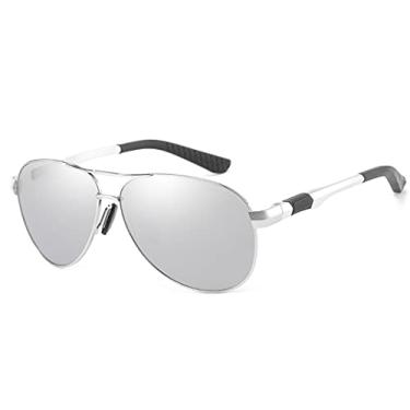 Imagem de Moldura de alumínio magnésio Uv400 espelho piloto polarizado Sunglasse para homens Metal Sping dobradiça de condução Shades C4