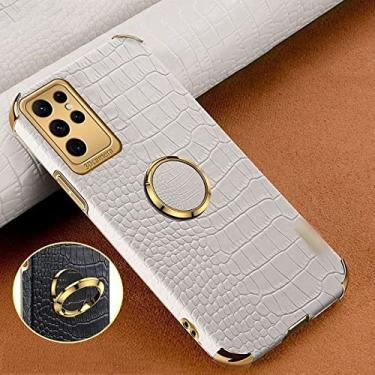 Imagem de Capa de impressão de crocodilo de couro para Samsung S22 Ultra S20 S21 FE Note 20 9 10 Lite Note20 S10 Plus casos, creme com anel, para S23