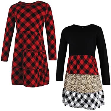Imagem de Hudson Baby Vestidos de algodão para bebês meninas, Xadrez buffalo, leopardo, preto, 14 Anos