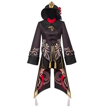 Imagem de COSGOGO Jogo de anime Genshin Impact Cosplay Hu Tao Cosplay Conjunto completo de fantasia de Halloween Party Role Paly Clothing, Multi, Large