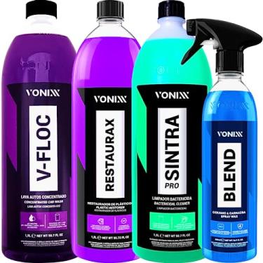 Imagem de Shampoo Automotivo V-floc Apc multifuncional Sintra Pro 1,5L Revitalizador de Plastico Restaurax 1,5L Cera Cristalizadora Blend Vonixx