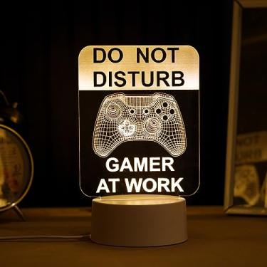 Imagem de PopLumos - Luminária led 3d, abajur de mesa, don't disturb game at work, não perturbe gamer