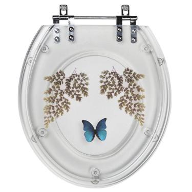 Imagem de Assento Sanitário Tampa de Vaso Convencional Oval Transparente Decorado