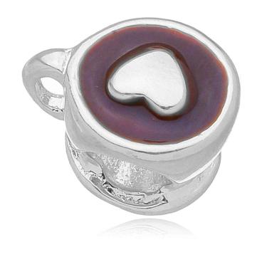 Imagem de Berloque Xícara de Café Separador Pandora Banhado a Prata 925 - Premium