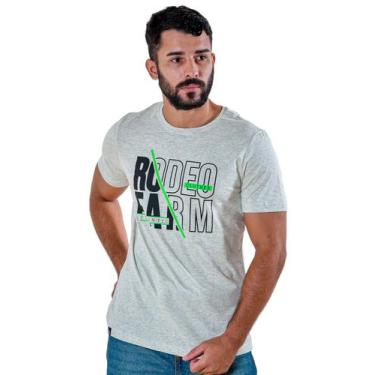 Imagem de Camiseta Masculina Cinza Rodeo Farm Estampada Preto C/Verde