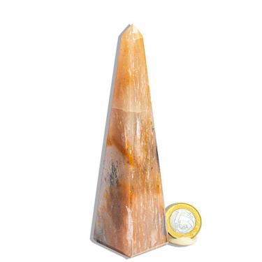 Imagem de Obelisco Aragonita Raio Laranja Pedra Natural 14 a 15 cm