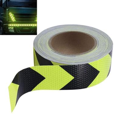 Imagem de Faixa Refletiva 25 Metros Sinalizaçao Segurança Seta Verde Fluorescente Via Publica Estrada Caminhao Publica Evita Acidente