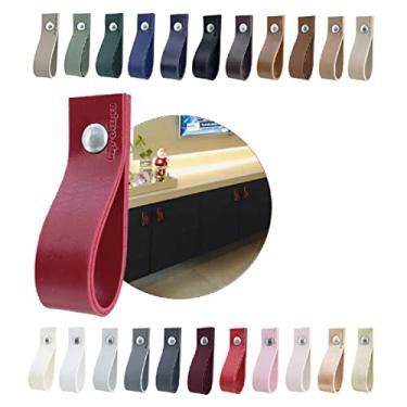 Imagem de Puxador Doko Parafuso para Móveis Armário Guarda Roupa Gaveta Porta Baús Caixas Bandeja Cesto Tábua - Cor Textura de Couro (Vermelho Escuro)