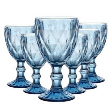 Imagem de Jogo De Taças Grande Diamond 320ml - Qualidade Premium Taça de Diamante Bico de Jaca - Verde Azul Rose Transparente (Azul)