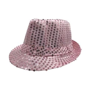 Imagem de yilibllii Boné de desempenho brilhante unissex de lantejoulas ao ar livre boné mágico multifuncional chapéu mostra adereços chapéu 58-60 cm, rosa, Tamanho Único