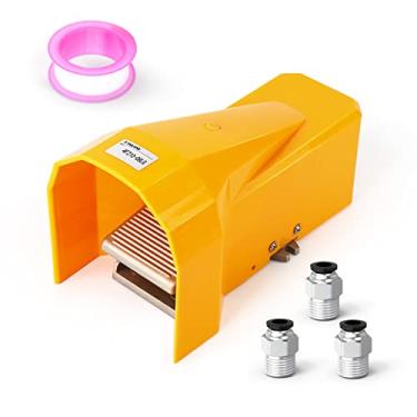 Imagem de TAILONZ PNEUMATIC Kit de válvula de pedal pneumático NPT de 1/4" 5 vias, 2 posições, borracha rosqueada, antiderrapante, controle de pressão 4F210-08LG (com trava) com acessórios pneumáticos de 6 mm com escudo protetor