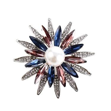 Imagem de Broche feminino broche de flor de cristal acessórios de suéter joias femininas (C)